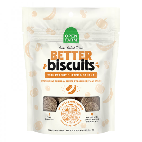 Open Farm D Better Biscuits Peanut Butter & Banana 8oz