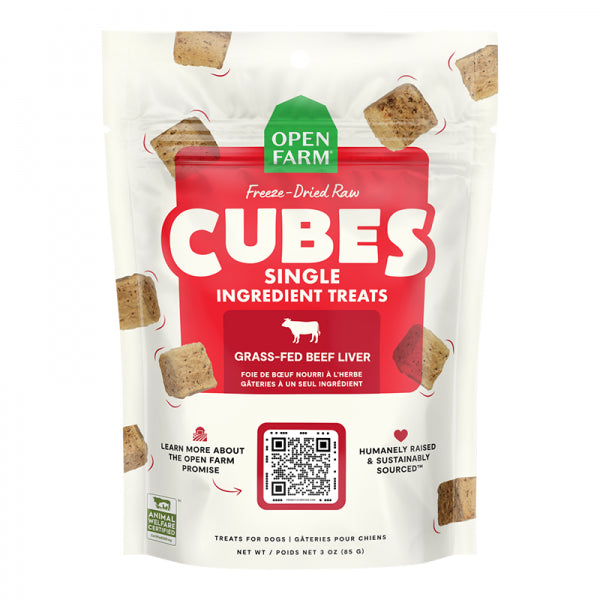 Open Farm D FD Cubes Grass-Fed Beef Liver Treats 3oz