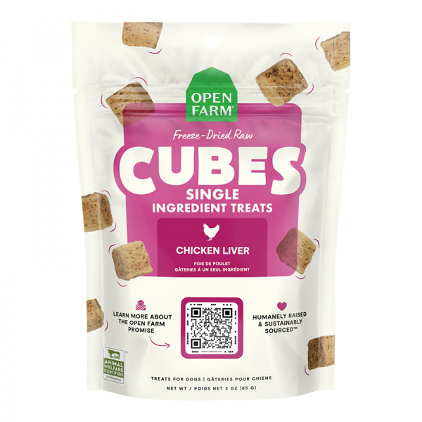 Open Farm D FD Cubes Chicken Liver Treats 3oz