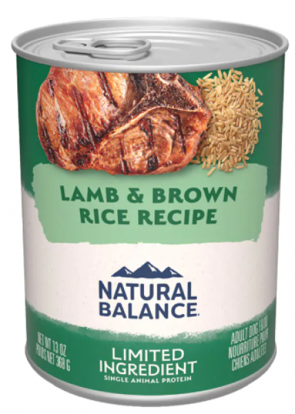 Natural Balance D Can LID Lamb/Brown Rice 13oz