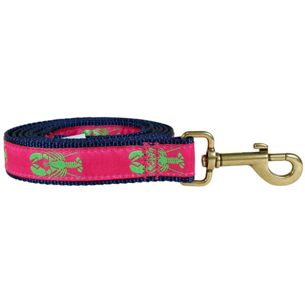 Belted Cow D Leash Raspberry w/Green Lobster 1"