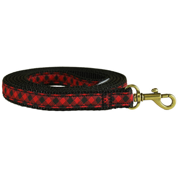 Belted Cow D Leash Buffalo Plaid 5/8"